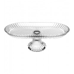 Prato Oval Com Pé 28cm Comprimento Por 14cm De Largura Em Vidro